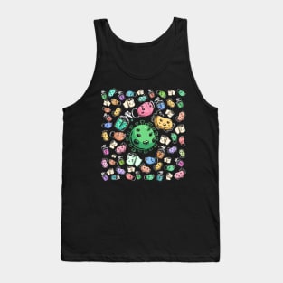 Corona virus cartoon character colorful Tank Top